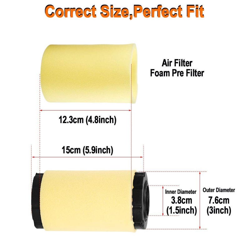 HIFROM Air Filter + Pre Filter Replacement for 793569 John Deere GY21055 MIU11511 Rotary 12673 Stens 100-929,Lawn Mower Air Filter - Image 4